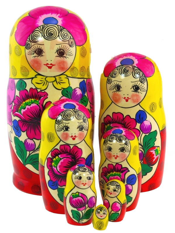 Matroschka 7tlg. Matreschka handgemalt Russland nach Polchov- Majdan 22 cm