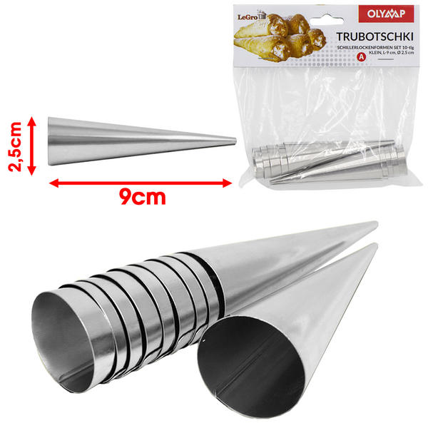 Backform 20er-Set Schillerlocken Rörchen Formen TrubochkiL 9 / D 2,5 cm