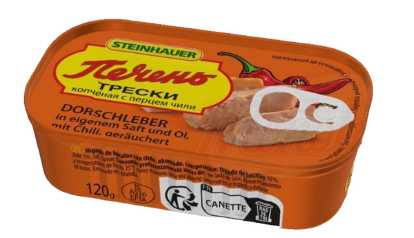 3x Steinhauer Dorschleber in Eigenem Saft, Öl mit Chili, 3x 120g