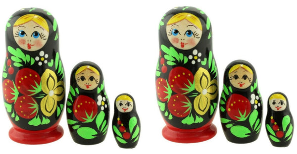 2x kleine Matroschka 3tlg. Matreschka Babuschka handgemalt Russland neu, 7 cm