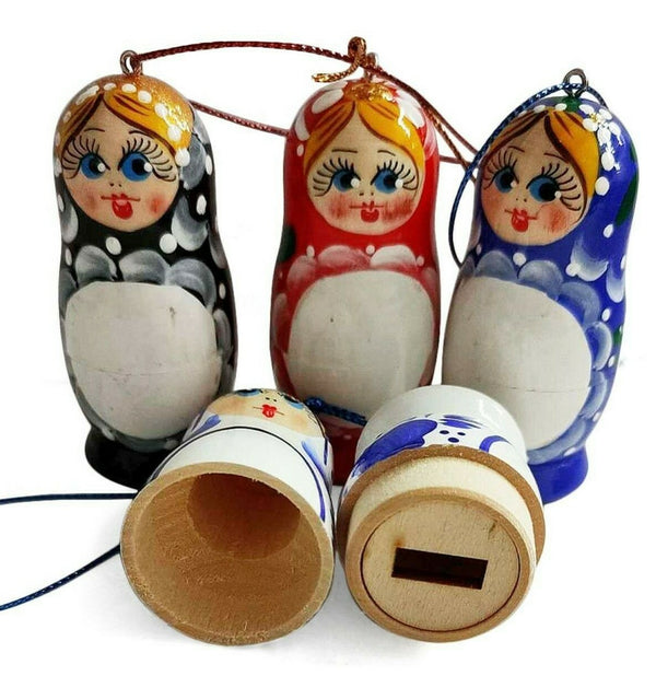 3x Geschenk Fleschka Flash-Speichersticks Etui Matroschka handgemalt, 3 St