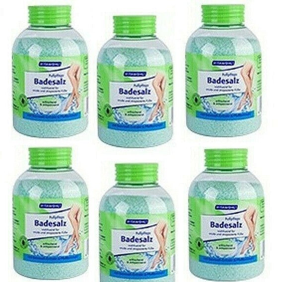 6x Vitawohl Fuß-Badesalz entspannend Beinwell Pfefferminzöl, 6x 600g