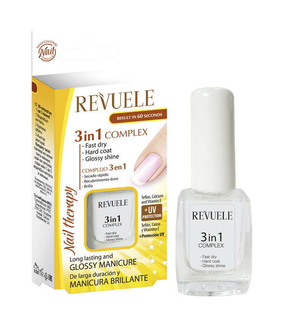 REVUELE NAIL THERAPY 3-in-1-Komplex Schnelltrocknend harte Schicht 10 ml
