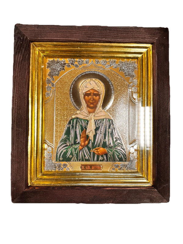 Ikone heilige Matrona von Moskau икона в киоте Святая Матрона Московская 22x25cm