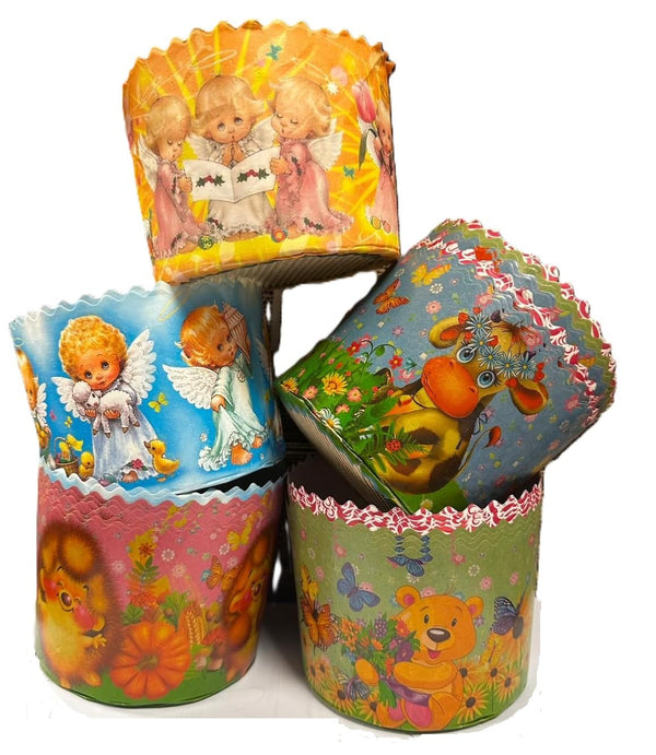 10er Set Osterbrot Back Papier Einwegbackform Osterkuchen Kulitsch venezianischer Motiv D9cm / 350ml