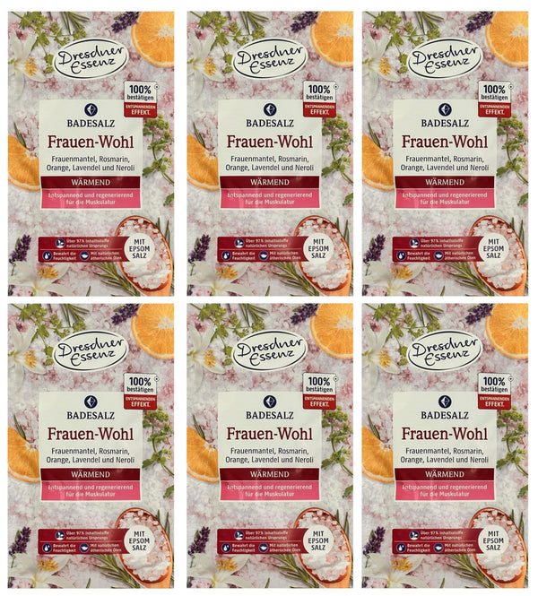 6er Pack Dresdner Essenz Badesalz Frauen-Wohl 6 x 60 g