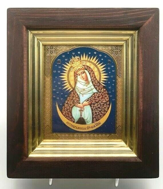 Ikone GM Gottes Mutter Ostrobramskaja Oстробрамская, 17x19cm