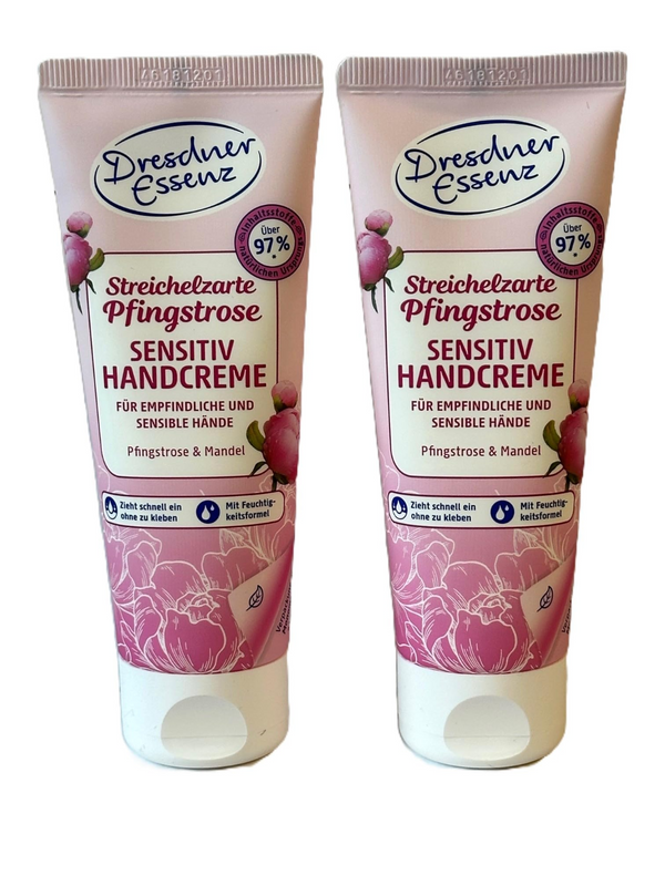 2er Pack. Dresdner Essenz Sensitiv-Handcreme Streichelzarte Pfingstrose 2 x 75ml