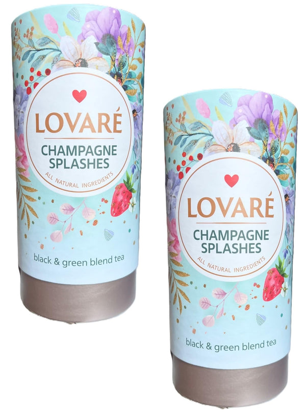 2er Pack. Lovare Schwarzer Grüner Tee "Spritzer Champagner" 2x80g
