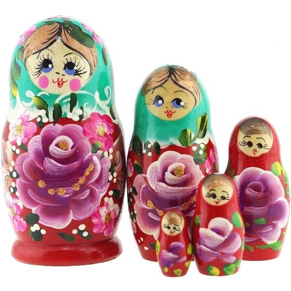 Matroschka 5tlg. Matreschka Babuschka handgemalt Russland neu, 10,5 cm