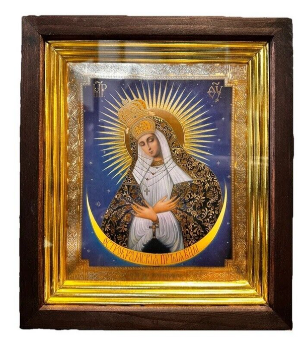 Ikone GM Ostrobramskaja икона в киоте Богородица Oстробрамская 27x31cm