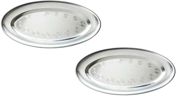 2x Servier Teller Platte Schale Metall Oval 40x25cm 2 St.