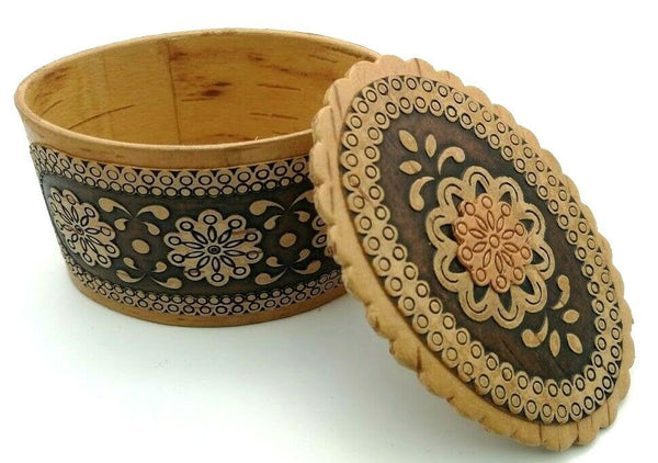 Schatulle Box Dose Birkenringe russische Handarbeit, 7x 5 x4 cm