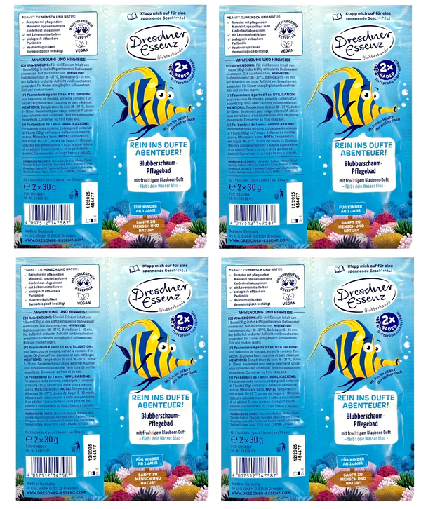 4er Pack Dresdner Essenz Blubberschaum-Pflegebad HENRY Halfterfisch (2x30g) 4x60