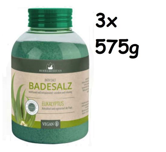 Herbamedicus Badesalz Eukalyptus wohltuend entspannend, 3x 575g