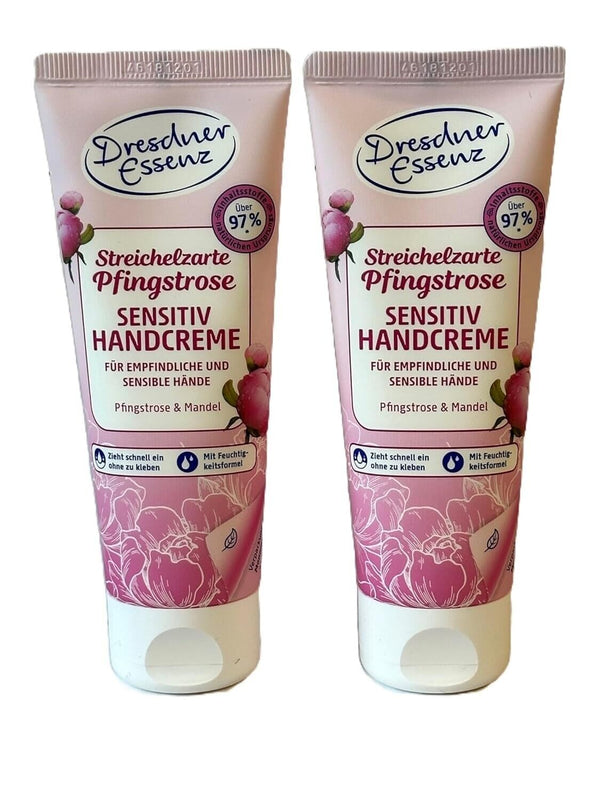 2er Pack. Dresdner Essenz Sensitiv-Handcreme Streichelzarte Pfingstrose 2x 75ml