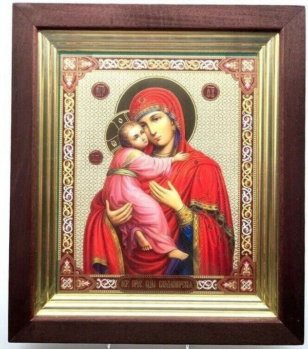 Ikone Gottesmutter Wladimirskaja GM von Wladimir, 31 x 27 x 3 cm
