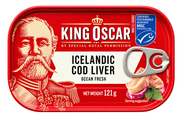 6er Pack King Oscar Dorschleber aus Norwegen – 6 × 121 g