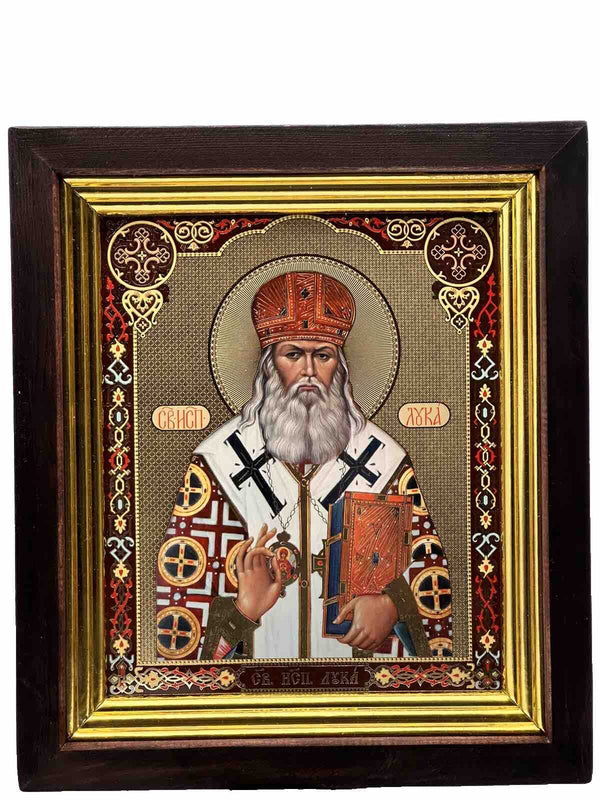 Ikone Heilige Luka Holz Kivot Goldprägung 31 x 27 cm