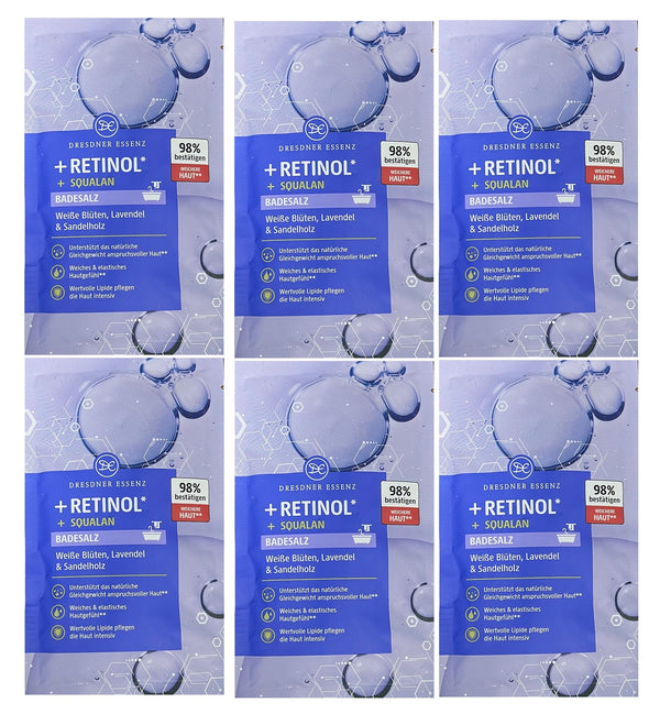6er Pack Dresdner Essenz Badesalz + Retinol + Squalan 6 x 80g