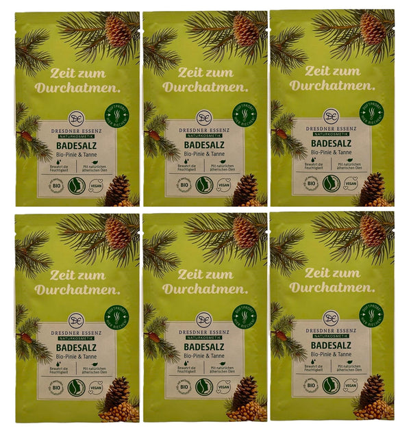 6er Pack Dresdner Essenz Badesalz Bio-Pinie & Tanne Zeit zum Durchatmen! 6 x 60g