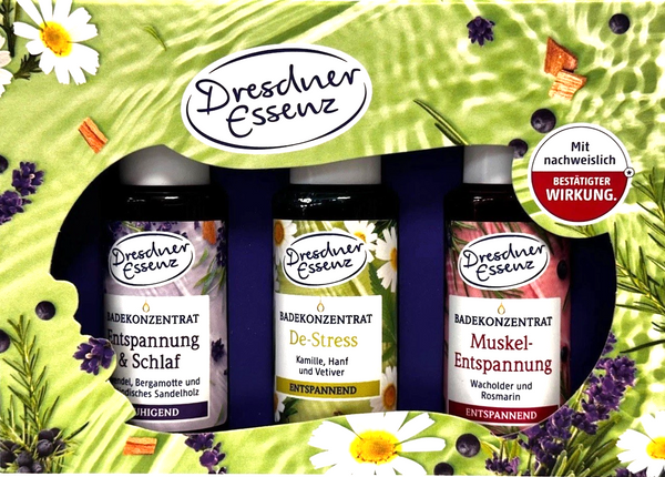 Dresdner Essenz Bäder-Set Entsp. & Schlaf; De-Stress; Muskel-Entsp. 3x 20ml