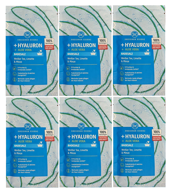 6er Pack Dresdner Essenz Badesalz + Hyaluron + Aloe Vera 6 x 80g
