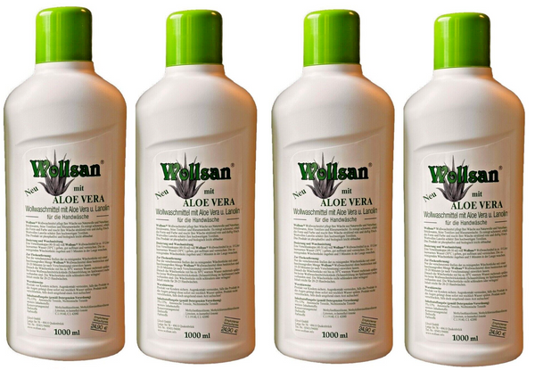 Wollwaschmittel Feinwaschmittel Wollsan Aloe Vera Lanolin, 4x 1L