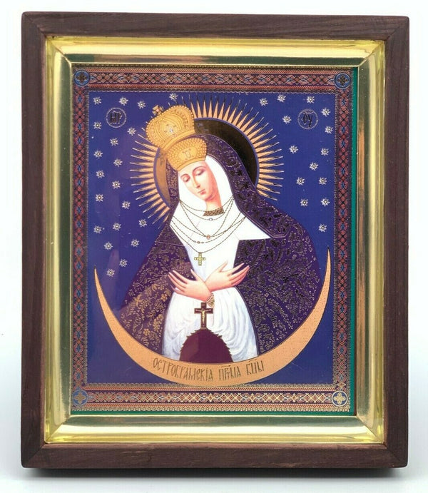 Ikone GM Ostrobramskaja икона в киоте Богородица Oстробрамская освящена 21x18cm