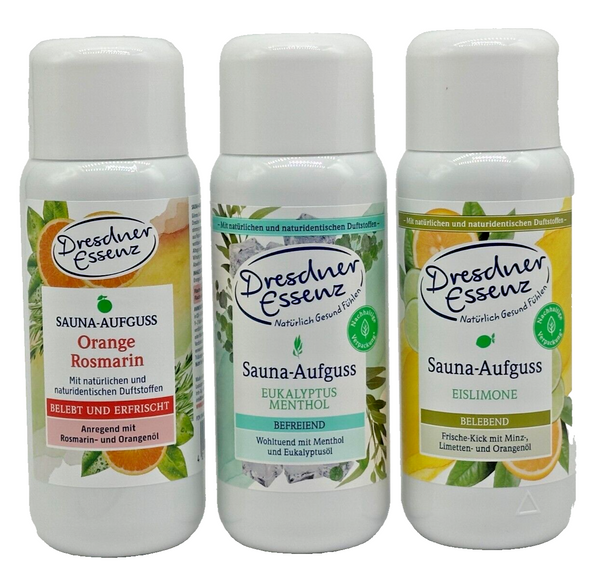 3er Set Dresdner Essenz Aufguss Orange/Rosmarin Eukalyptus/Menthol Eisli 3x250ml