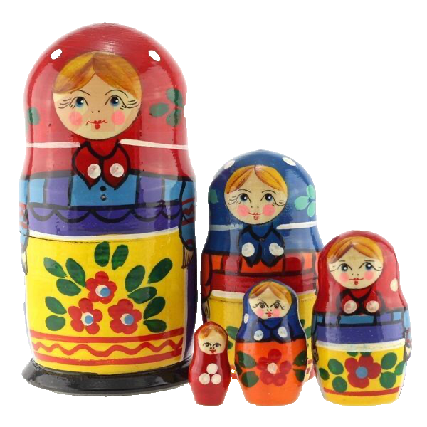 Matroschka 5tlg. traditionele Motiv handgemalt Russland 14,5 cm