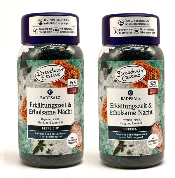 2er Pack Dresdner Essenz Badesalz Erkältungszeit & Erholsame Nacht 2 x 600g