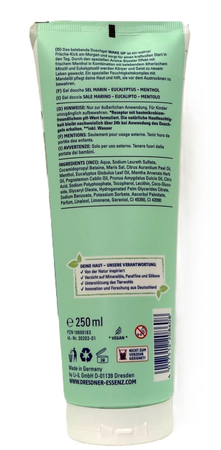 2er Pack Dresdner Essenz Aroma-Booster Duschgel Relax + Duschgel Wake up vegan, 2x 250ml