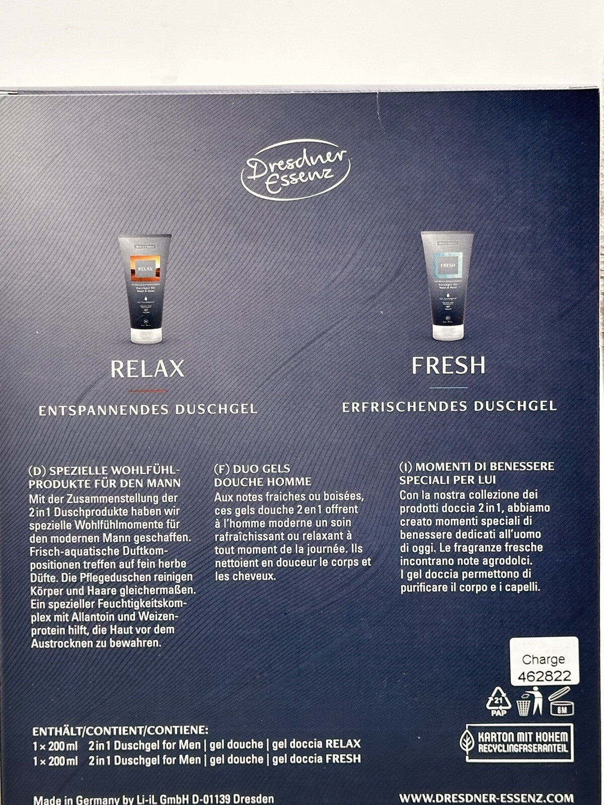Dresdner Essenz Geschenkset für Männer | 2 in 1 Duschgele für Männer, 2 x 200ml