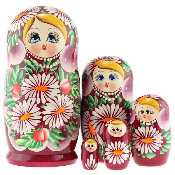 Matroschka 5tlg. Matreschka Babuschka  handgemalt Russland Bardo15 cm