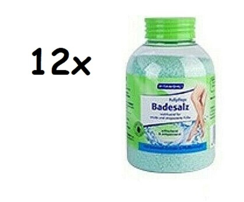 12 xVitawohl Fuß-Badesalz entspannend Beinwell Pfefferminzöl, 12x600g