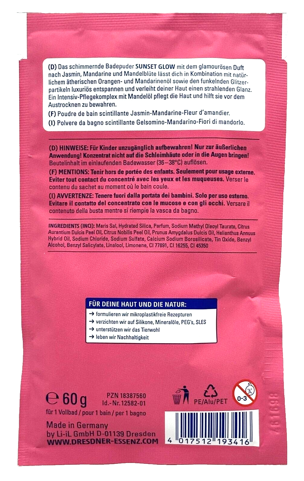 6-er Pack Dresdner Essenz Pflegebad Sunset Glow 6x 60g