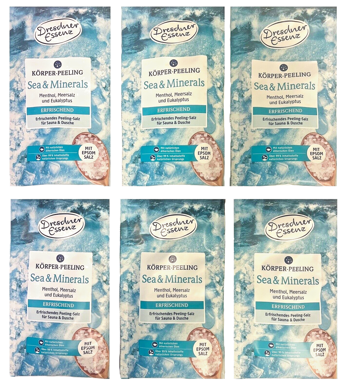 6er Pack Dresdner Essenz Körper-Peeling Sea & Minerals 6 x 50g
