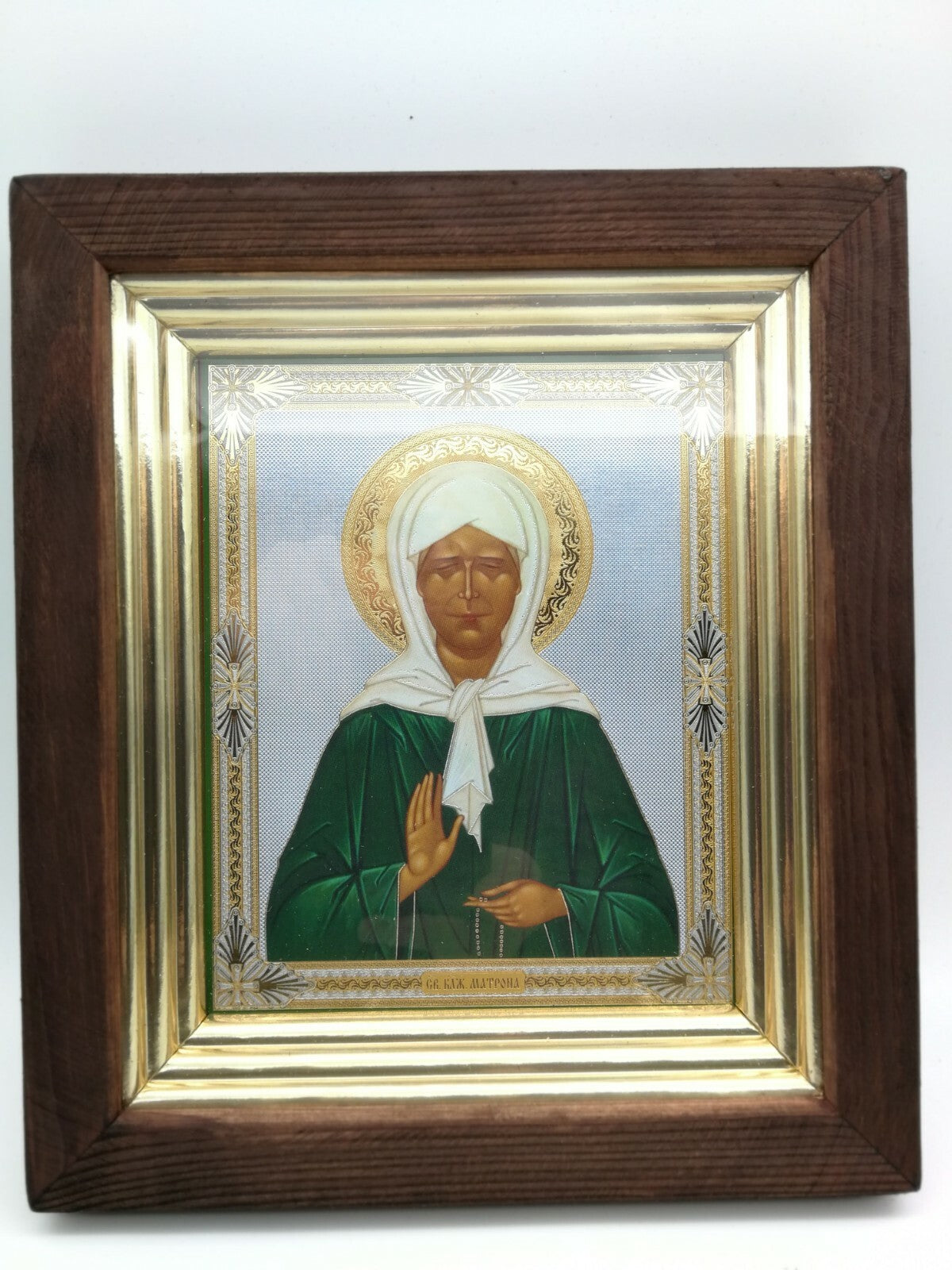 Ikone heilige Matrona von Moskau икона в киоте Святая Матрона Московская 25x22cm