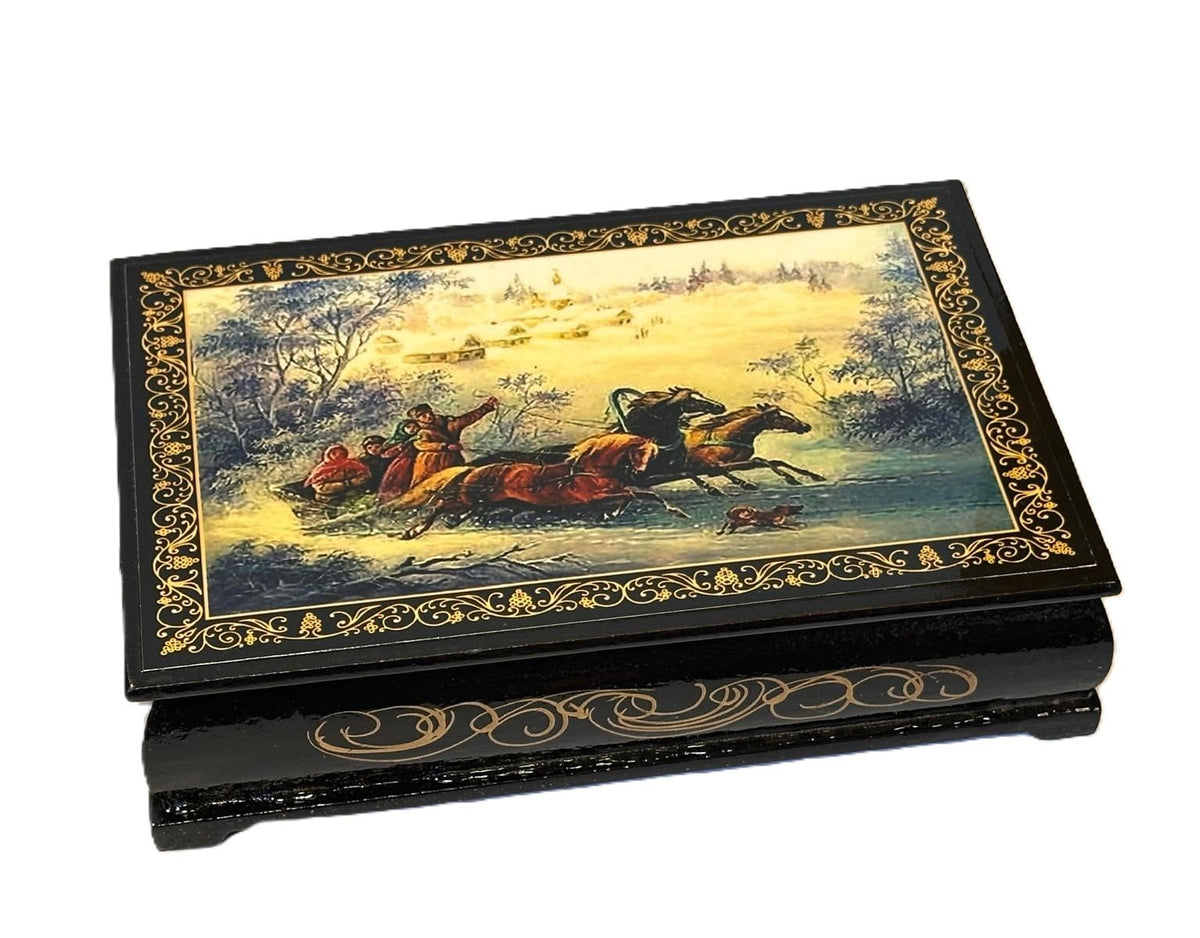 Schatulle Box Lackdose Druck Motiv: russische Trojka, 11x 16cm