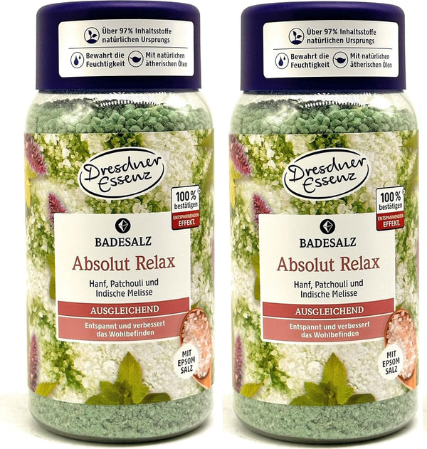 2er Pack Dresdner Essenz Mischung Badesalz Absolut Relax, 2x 600g