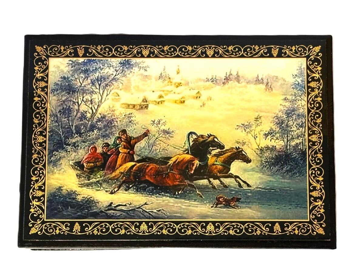 Schatulle Box Lackdose Druck Motiv: russische Trojka, 11x 16cm