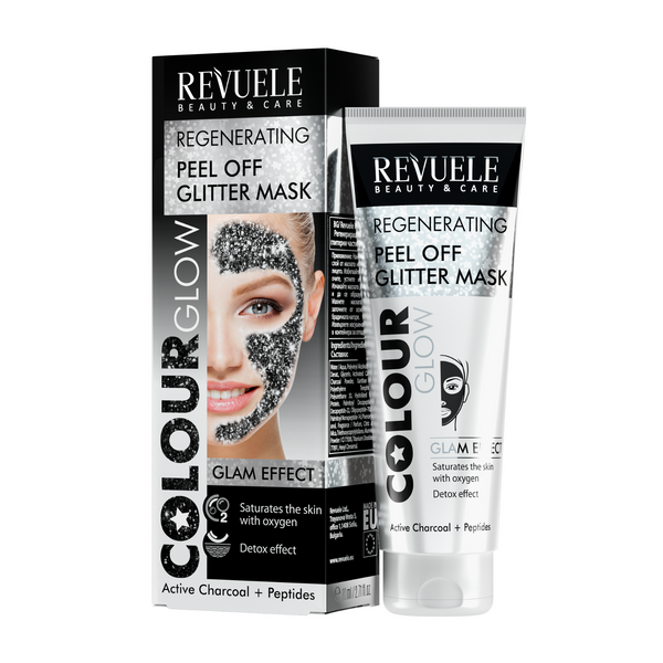 2x REVUELE COLOUR GLOW BLACK Regenerierende Peel-off-Maske 2x 80ml