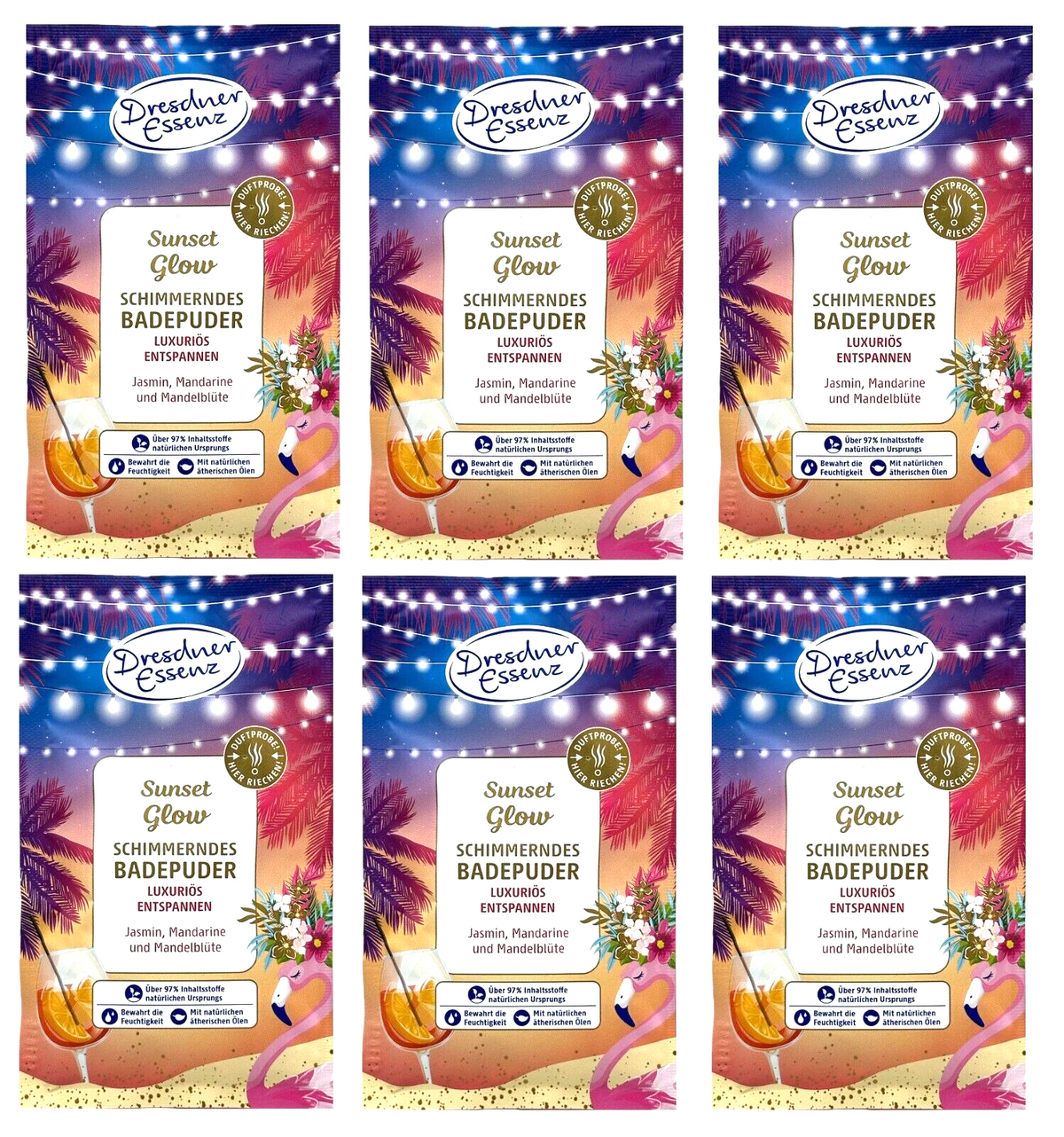 6-er Pack Dresdner Essenz Pflegebad Sunset Glow 6x 60g