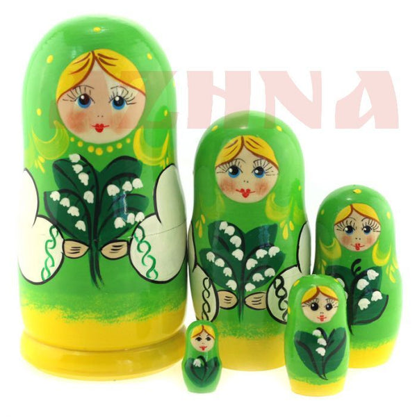 Matroschka 5tlg. "Jahreszeit Frühling" handgemalt Russland  neu, 15 cm