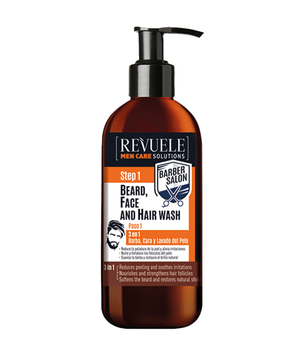 2x REVUELE MEN CARE SOLUTIONS  3 in 1 Bart-, Gesichts-  Haar  2x300ml