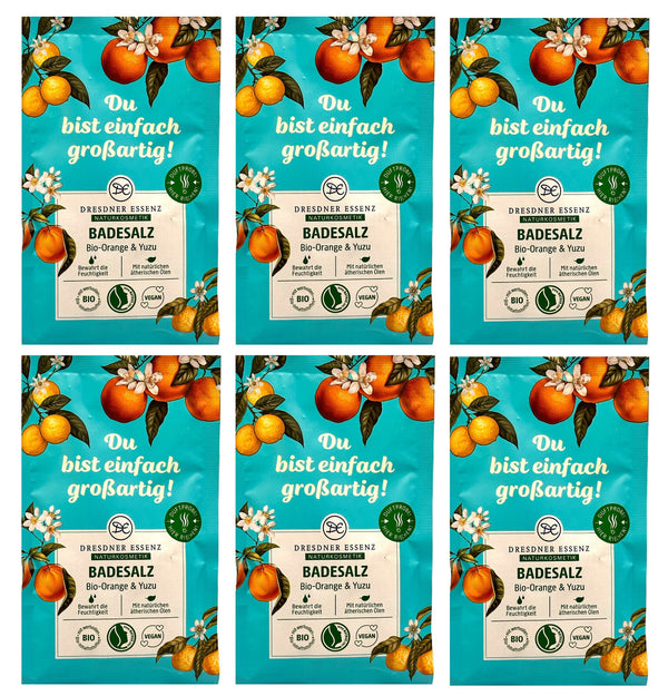 6er Pack Dresdner Essenz Badesalz Bio Orange & Yuzu 6 x 60g