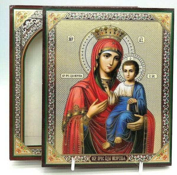 Ikone GM Panagia Portatissa Iwerskaja Иверская Holz Kartonbox , 15x 18cm
