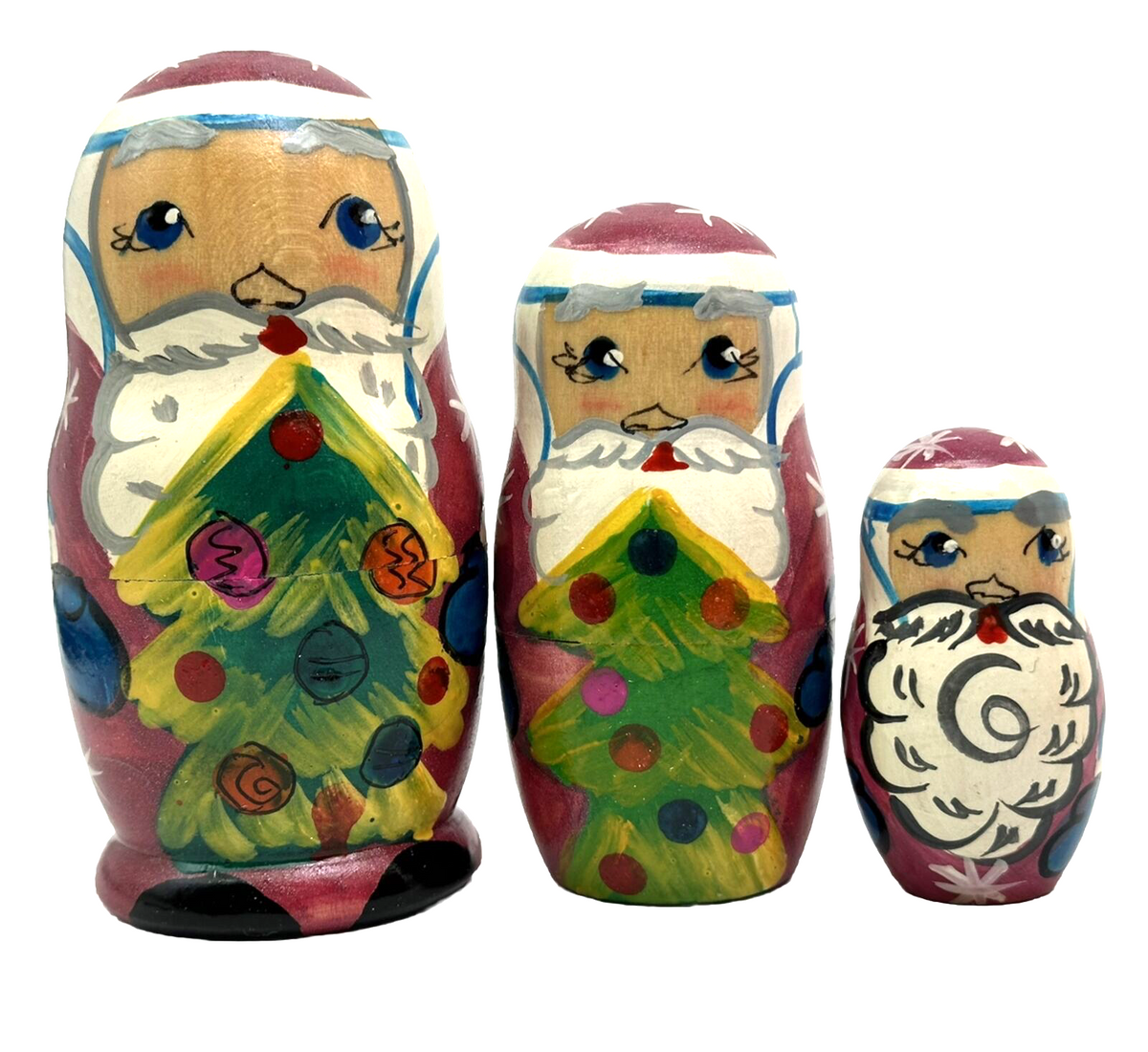 Matroschka 3tlg. Santa Ded Moros handgemalt Russland  neu, 10,5 cm