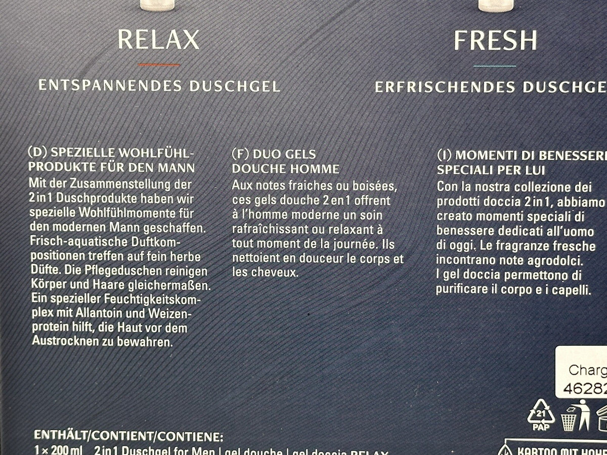 Dresdner Essenz Geschenkset für Männer | 2 in 1 Duschgele für Männer, 2 x 200ml